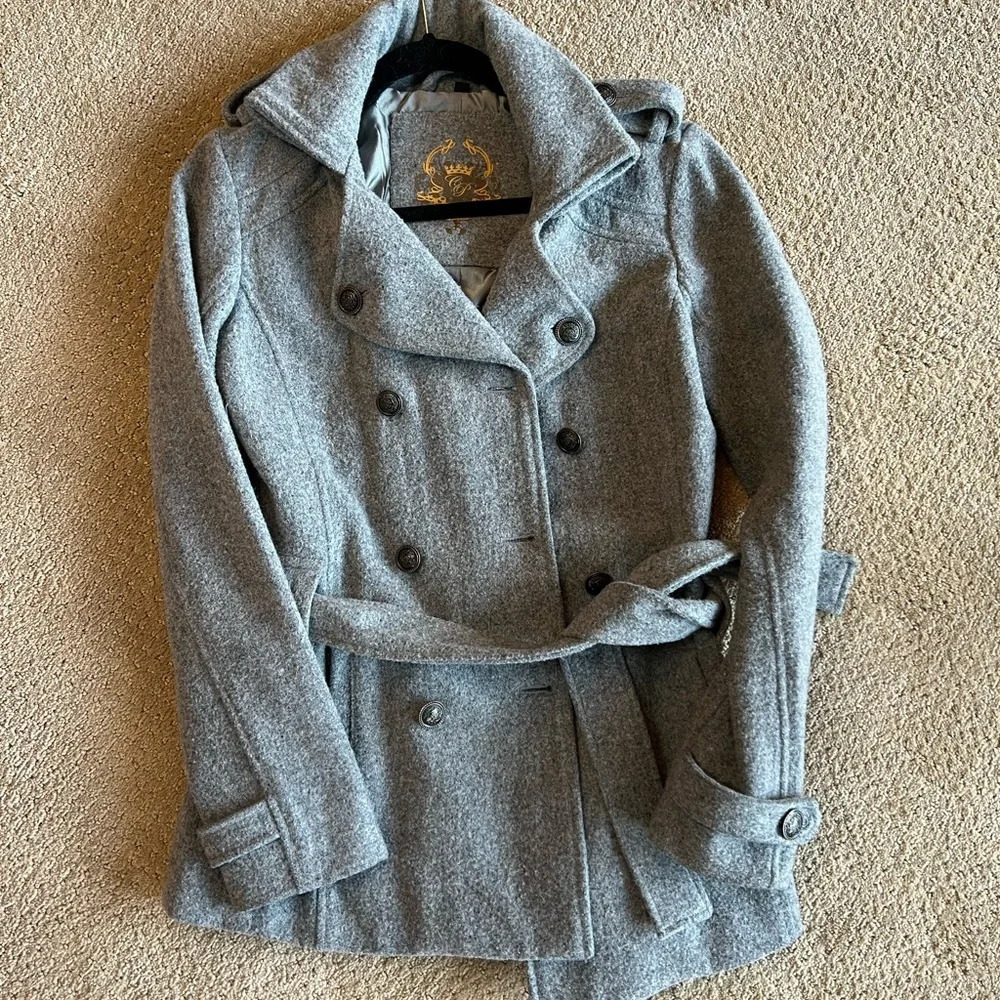 Chilli Pepper Wool Blend Double Breasted Jacket with Waist tie size small